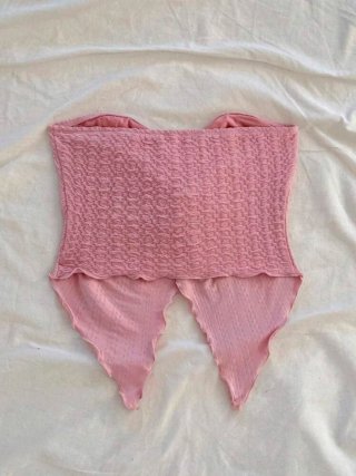 Top rosa gasa con nudo frontal