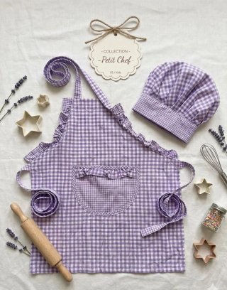 Conjunto Delantal y Gorro Cocina Niña Lila