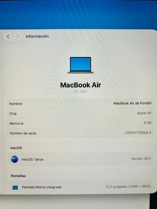 Portátil Apple MacBook Air M1 84% batería original