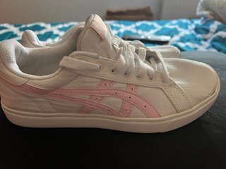 Deportivas ASICS lona mujer blancas y rosas