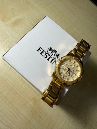 Reloj Festina Cronógrafo Dorado Beige Acero