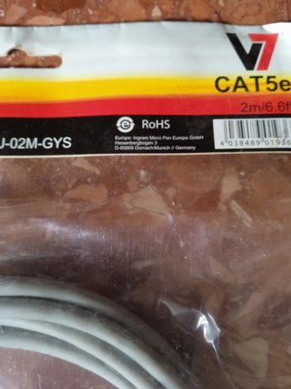 Cable Red V7 CAT5e UTP Gris 2m