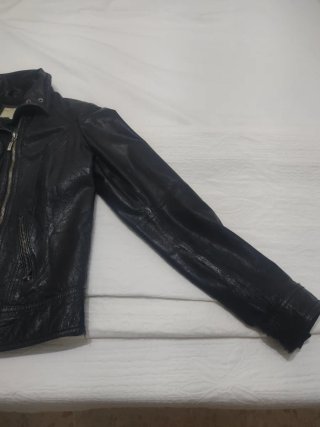 Chaqueta Piel Negra Bershka Mujer Talla S