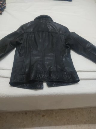 Chaqueta Piel Negra Bershka Mujer Talla S