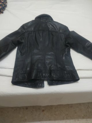 Chaqueta Piel Negra Bershka Mujer Talla S