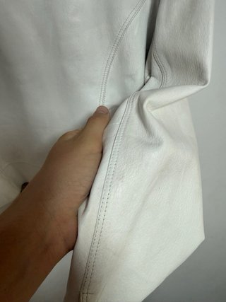 Chaqueta de cuero Brunello Cucinelli blanca
