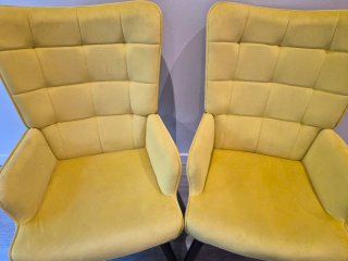 Juego de 2 Sillas Amarillas Terciopelo