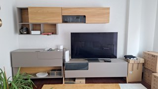 Mueble de salón modular madera y gris