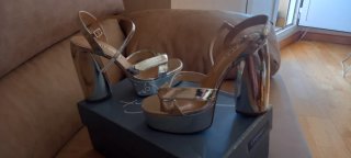 Sandalias Zara Talla 39 Doradas y Plateadas