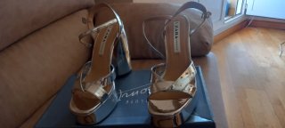 Sandalias Zara Talla 39 Doradas y Plateadas