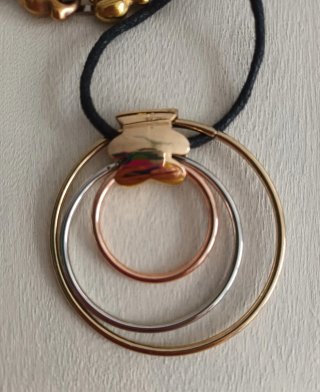 Conjunto tricolor Pulsera y Colgante Oro/Plata