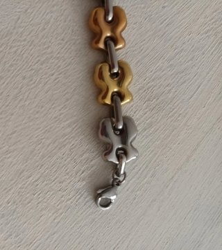Conjunto tricolor Pulsera y Colgante Oro/Plata