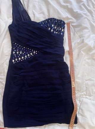 Vestido azul de fiesta con pedrería Talla S