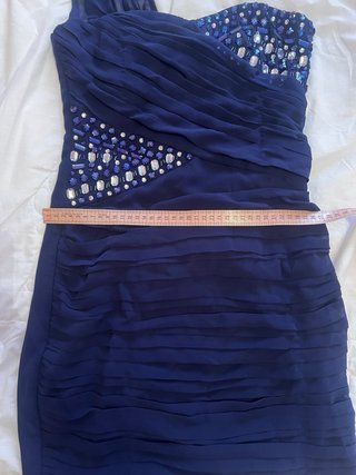 Vestido azul de fiesta con pedrería Talla S