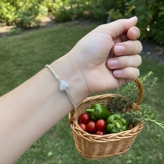 Pulsera Corazón Pavé Cadena Serpiente