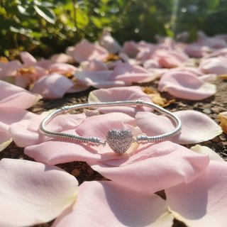 Pulsera Corazón Pavé Cadena Serpiente