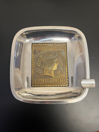 Cenicero Metálico con Sello Vintage