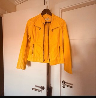 Chaqueta Piel Sintética Amarilla Talla M