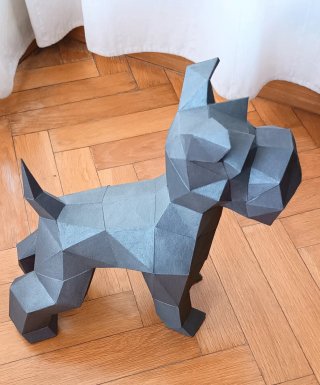 Figura 3D Perro Schnauzer Gris