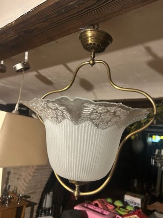 Lámpara de techo cristal y metal dorado