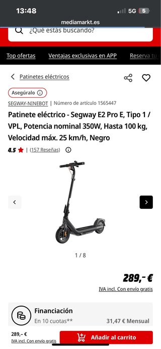 Ninebot Segway E2 Pro Patinete Eléctrico