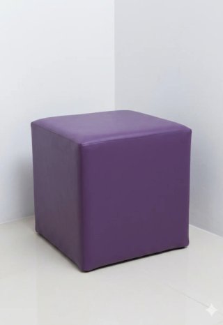 Puf Cubo Piel Sintética Morado