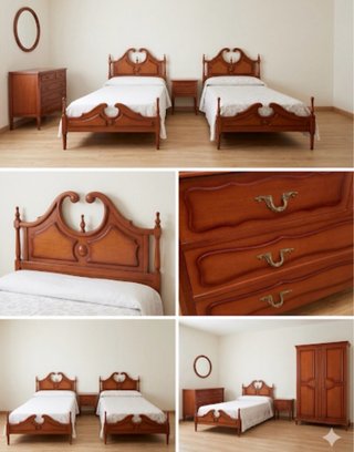 Habitación Vintage Madera Maciza Completa