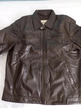 Chaqueta chupa cuero Geox marrón hombre