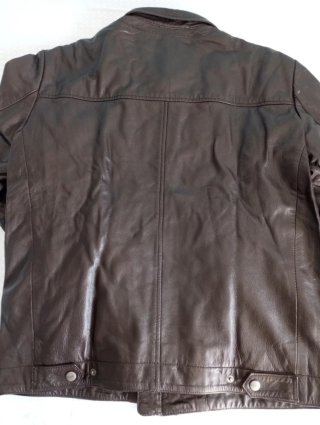 Chaqueta chupa cuero Geox marrón hombre