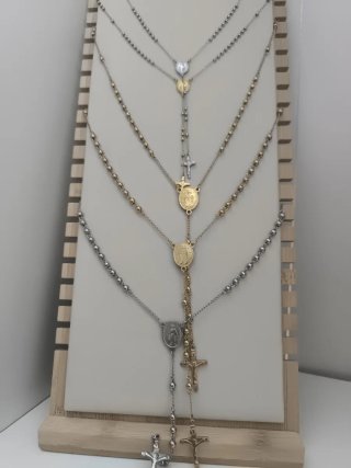 Collar Rosario dorado y plateado