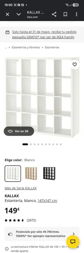 Estantería KALLAX Blanca 147x147cm