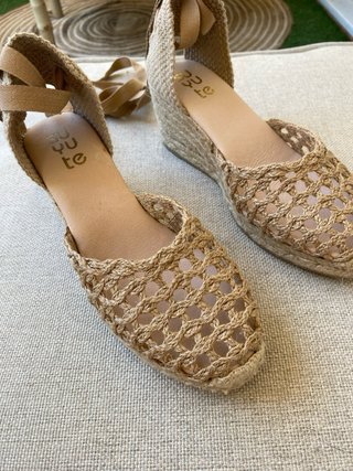 Sandalias SU YU TE Esparto Crochet Beige