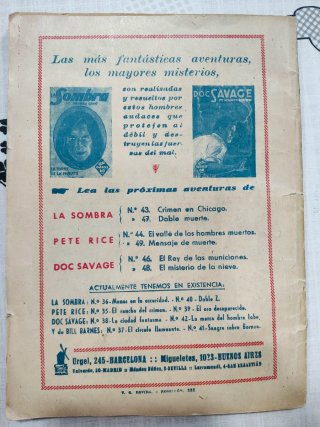NOVELA LA SOMBRA COLECCION HOMBRES AUDACES Nº 43 E