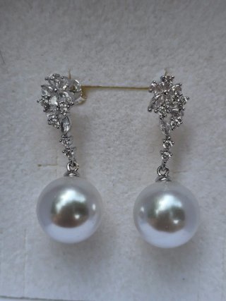 Pendientes Baño Plata Perla Cristal Swarovski