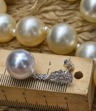 Pendientes Baño Plata Perla Cristal Swarovski