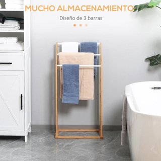 Toallero de Pie Bambú 3 Niveles Natural 94cm