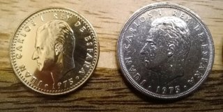Lote monedas 1, 5, 25, 50, 100 pesetas 1975
