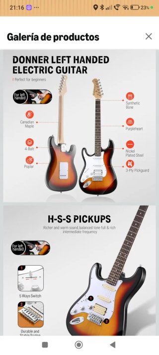 Guitarra Eléctrica Zurdos