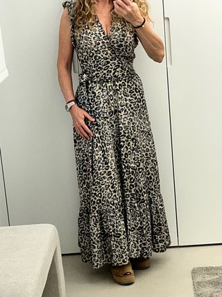 Vestido largo estampado animal print