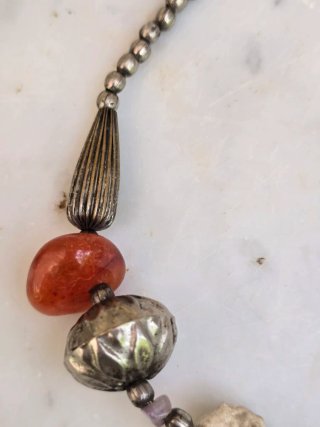 Collar Artesanía Plata Tibetana Minerales Multicol