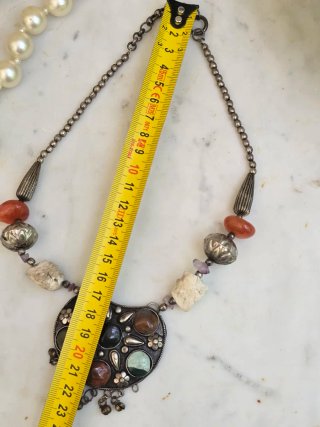 Collar Artesanía Plata Tibetana Minerales Multicol