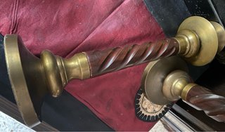 Pareja Candelabros Vintage Madera y Metal