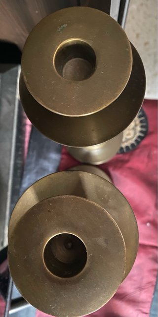 Pareja Candelabros Vintage Madera y Metal