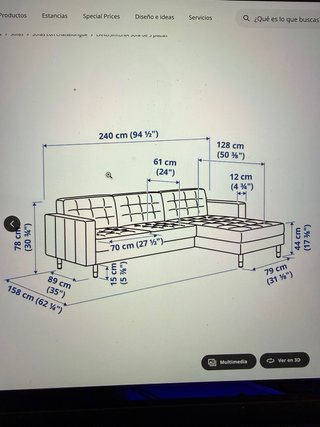 Sofá Ikea LANDSKRONA 3 plazas chaiselongue
