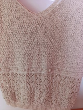 Camiseta de punto mujer beige/dorada