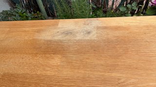 Mesa grande madera y 3 sillas jardín