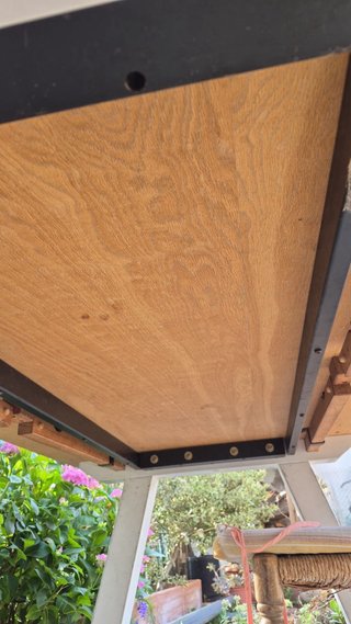 Mesa grande madera y 3 sillas jardín