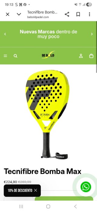Pala de pádel Tecnifibre Bomba Max ganada torneo