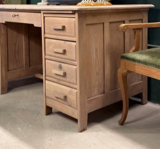 Escritorio antiguo doble pedestal madera