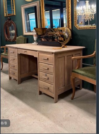 Escritorio antiguo doble pedestal madera